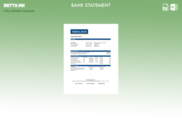 модерен стил Индија Федерален шаблон за ексел банкарски извод